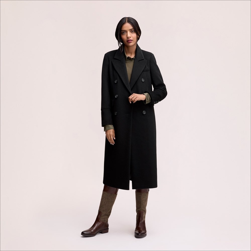 Sam Edelman Double Breasted Twill Wool Coat | Women's Outerwear