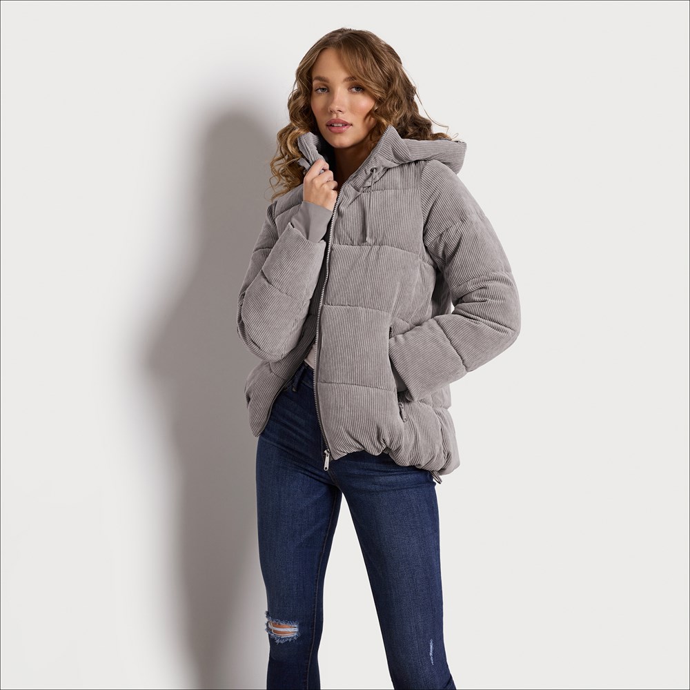 Grey Puffer Jackets for Women