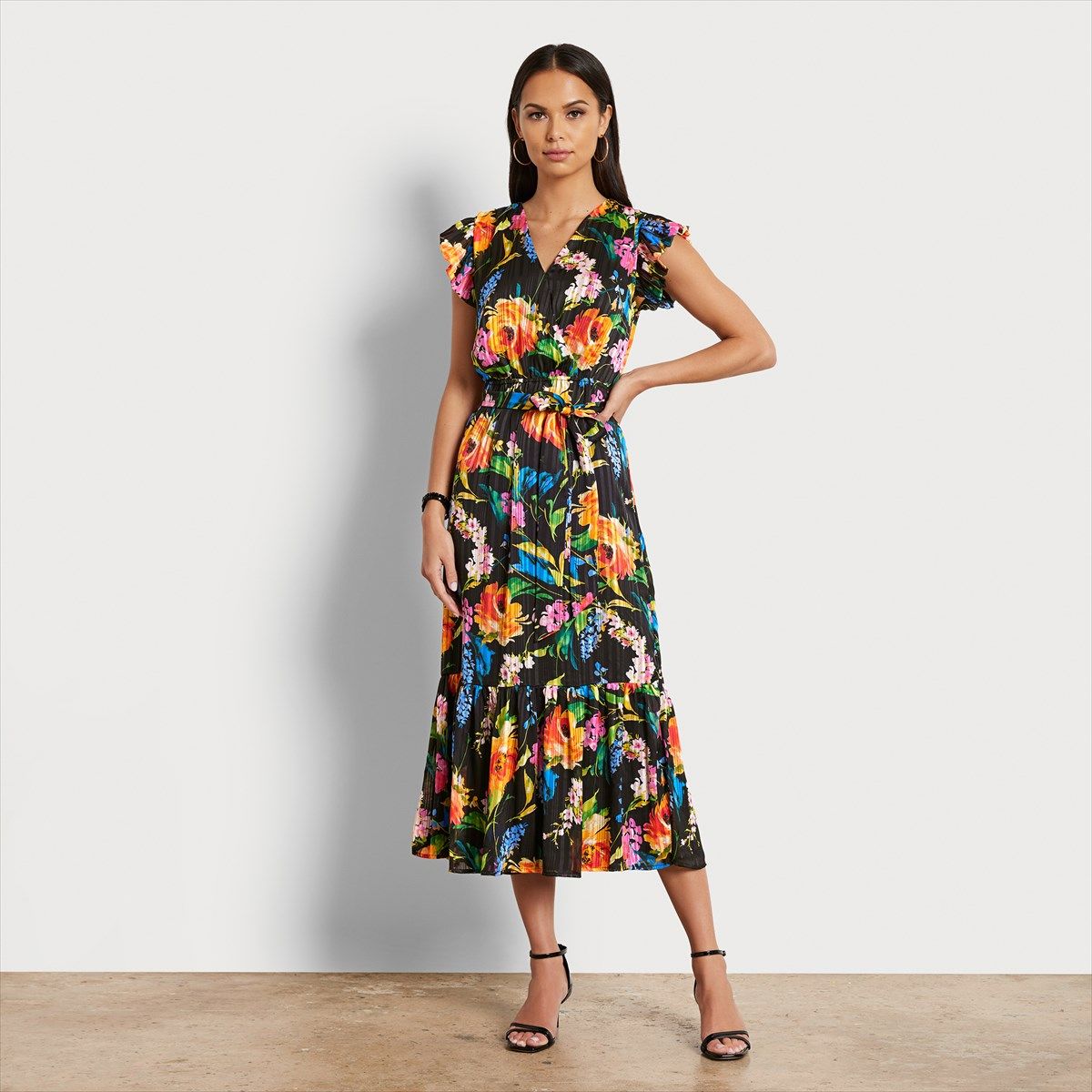 Sam Edelman Floral V-neck Midi Dress | Accessories Dresses and Jumpsuits