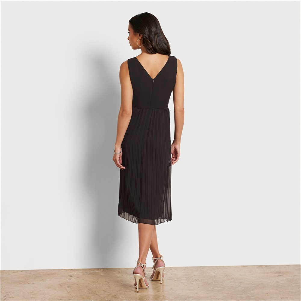 V neck pleated deals midi dress