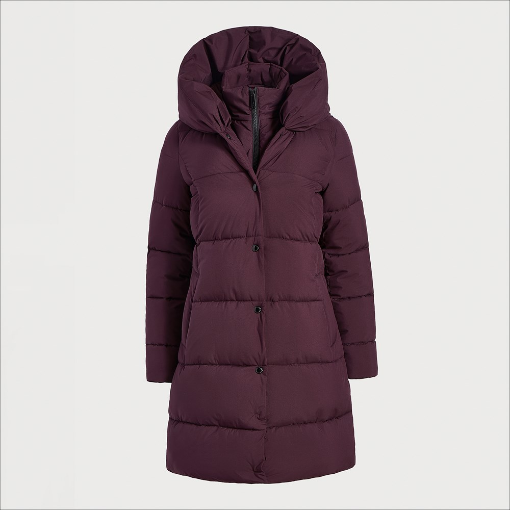 Women seamless down hooded long coat top