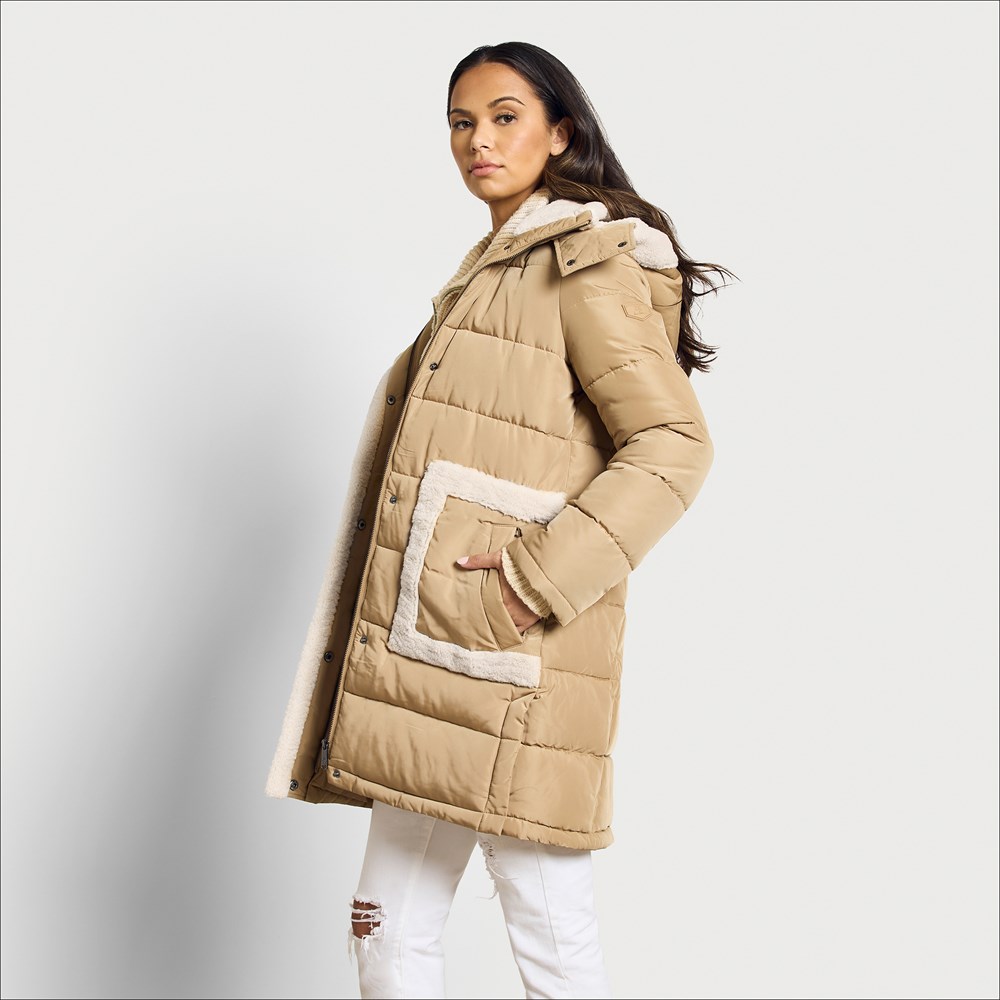 Sam Edelman Three Quarter Puffer Berber Trim Women s Coats and