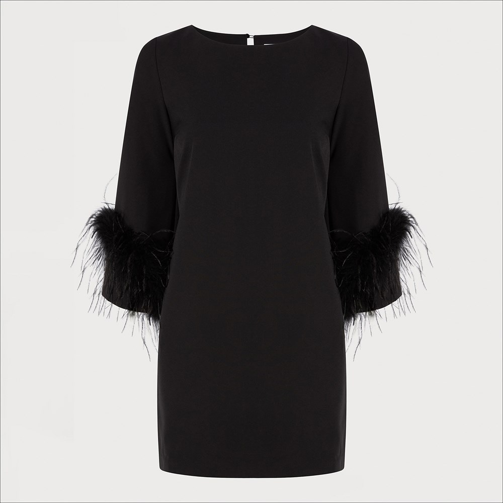 Sam Edelman Three Quarter Sleeve Feather Mini Dress