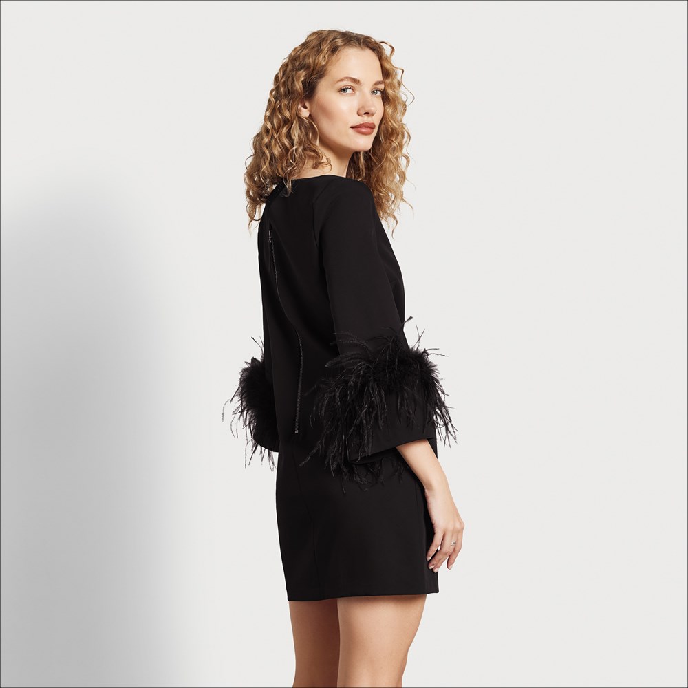 Sam Edelman Three Quarter Sleeve Feather Mini Dress