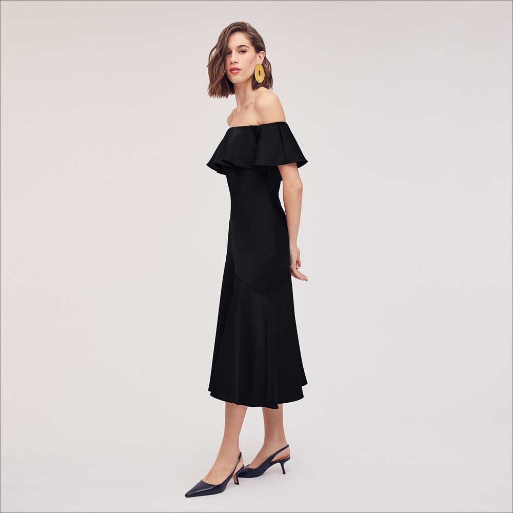 Off The Shoulder Aline Midi Dress - Back